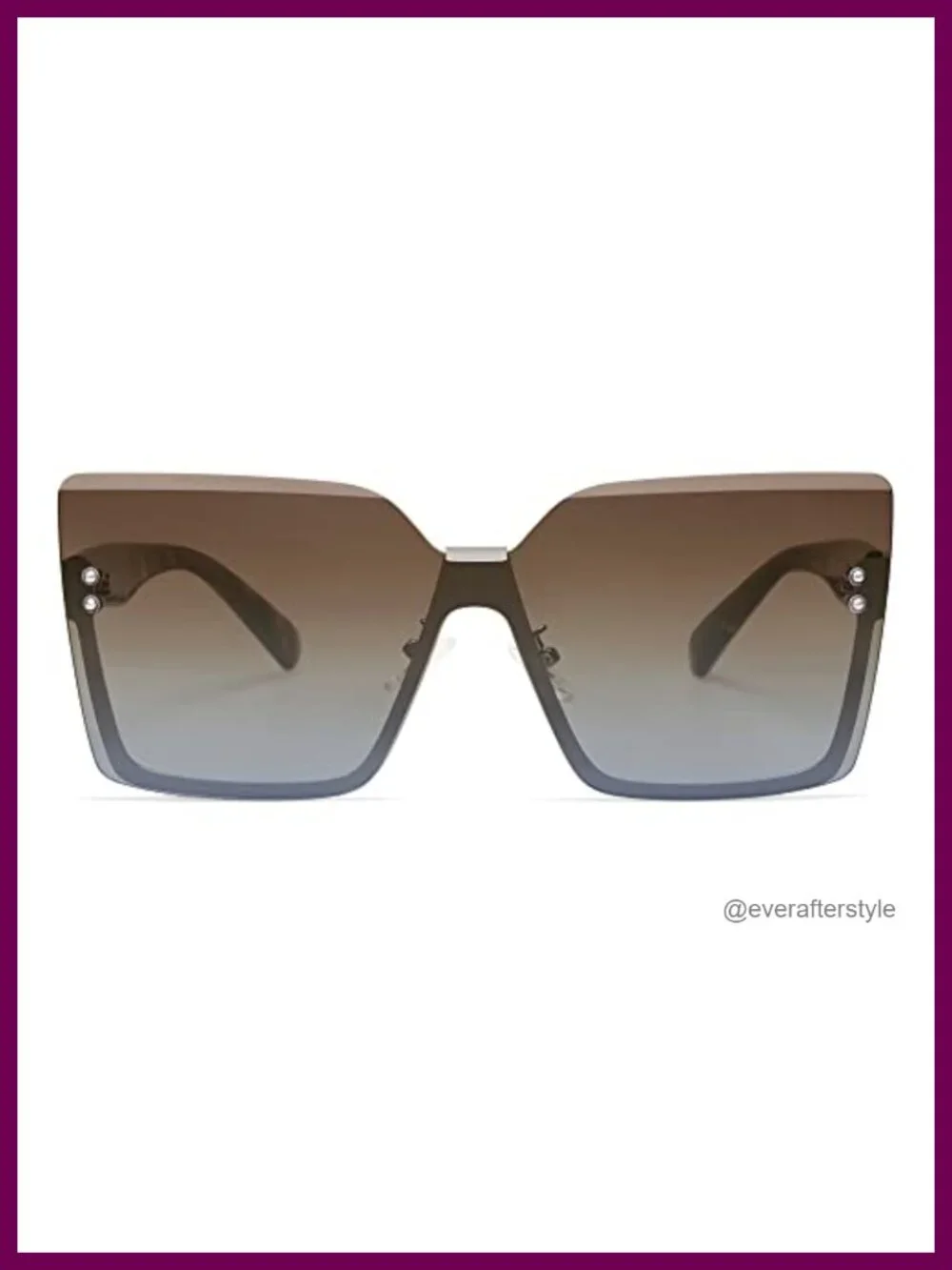 Oversized Square Rimless Sunglasses UV400 Ladies Shades